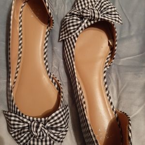 Black and White check bow top flats